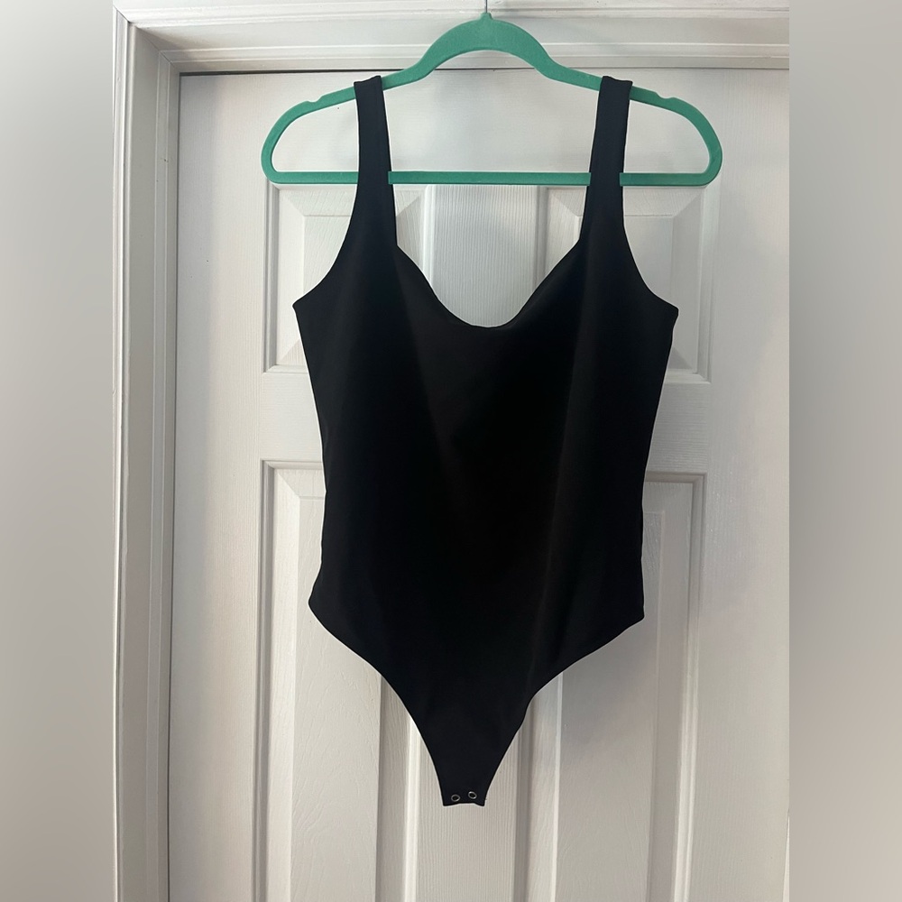 EXPRESS square neck bodysuit LARGE BLACK